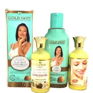 Lait éclaircissant Gold Skin à la bave d'escragot et concentré éclaircissant Séducteur Clair au glutathione + bave d'escargot