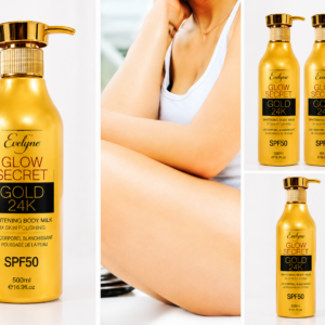 Glow Secret Gold 24K SPF50 – Lait Corps Illuminateur Hydratant