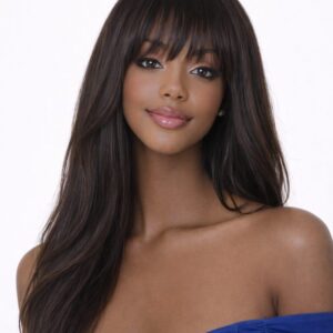 Perruque Indienne originale long avec frange pur cheveux.