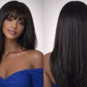 Perruque Indienne originale long avec frange pur cheveux.