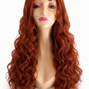 Perruque Lace Front HD Rousse Cuivrée 24" Cheveux Ondulé